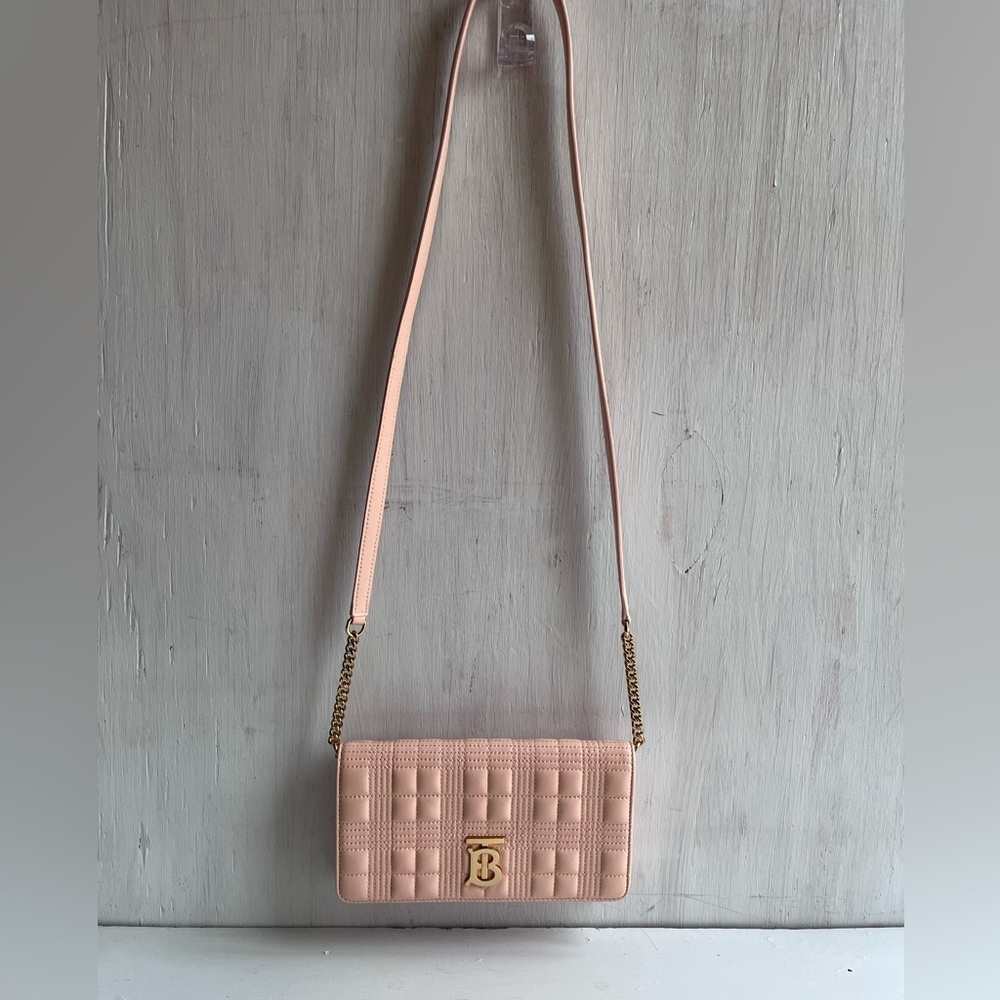 BURBERRY - Lola Quilted Leather Wallet on a Strap-Peach Pink - Picture 3 of 15
